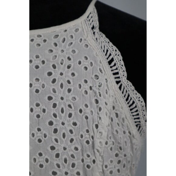Lulus White Eyelet Lace Peplum Top Sleeveless Halter Style Size S 100%‎ Cotton - Picture 6 of 10